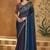 Embroidered faux georgette navy blue saree