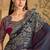 Embroidered faux georgette navy blue saree