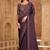 Embroidered faux chiffon satin wine saree