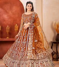 dark mustard embroidered lehenga detail