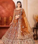 dark mustard embroidered lehenga detail