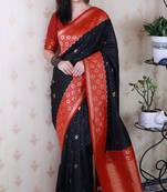 black banarasi silk saree with zari weaving border