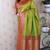 Green banarasi silk zari weaving saree with contrast blouse piece