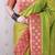 Green banarasi silk zari weaving saree with contrast blouse piece