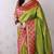 Green banarasi silk zari weaving saree with contrast blouse piece
