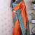 Orange banarasi silk zari weaving saree with contrast blouse piece