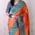 Orange banarasi silk zari weaving saree with contrast blouse piece