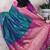 Teal banarasi silk zari weaving saree with contrast blouse piece