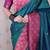 Teal banarasi silk zari weaving saree with contrast blouse piece