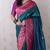 Teal banarasi silk zari weaving saree with contrast blouse piece