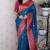 Blue banarasi silk zari weaving saree with contrast blouse piece