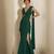 Green embroidered georgette draped saree set