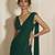Green embroidered georgette draped saree set