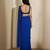 Royal blue embroidered georgette draped saree set