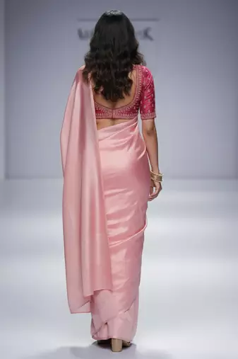 Pink silk saree set