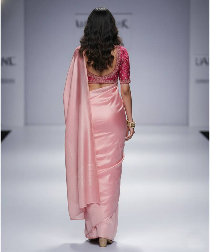 Pink silk saree set
