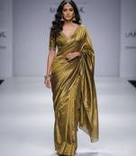 Olive green silk saree set