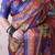 Maroon tussar silk printed with zari border saree and contrast blouse piece