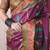 Lavender tussar silk printed with zari border saree and contrast blouse piece