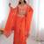 orange draped lehenga Set