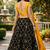 Black Hand Embroidered Kota Silk Sustainable Lehenga With Yellow Bandhani Dupatta