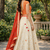 White Hand Embroidered Kota Silk Lehenga With Red Bandhani Dupatta