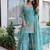Aqua blue zari sequins embroidered fendi crush sharara suit with dupatta