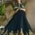 Dark teal green zari thread & sequins embroidered faux blooming georgette anarkali gown with dupatta