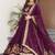 Wine zari thread & sequins embroidered faux blooming georgette anarkali gown with dupatta