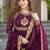 Wine zari thread & sequins embroidered faux blooming georgette anarkali gown with dupatta