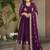 Purple zari sequins embroidered faux blooming stitched anarkali gown with dupatta