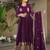 Purple zari sequins embroidered faux blooming stitched anarkali gown with dupatta