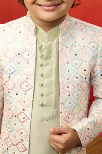 silk blend mirror work indo-western clothing set