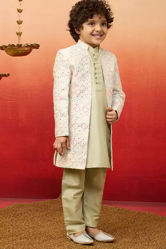 silk blend mirror work indo-western clothing set