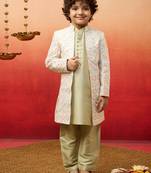 boys indo western multicolor sherwani with mirror work