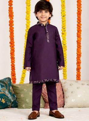 boys festive velvet thread work jodhpuri kurta pyjama set 3