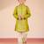 Satin embroidery kurta set with pyjama for boys | green | festive