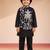 Silk blend embroidered nehru jacket set with pyjamas for boys| black | diwali