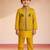 Silk blend embroidered nehru jacket set with pyjamas for boys| mustard | diwali