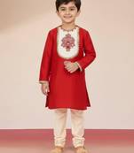 Viscose red kurta set with pyjama for boys| navratri | festive