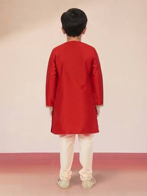 Viscose red kurta set with pyjama for boys| navratri | festive 4