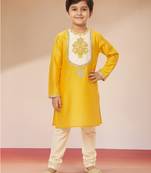 Viscose yellow kurta set with pyjama for boys| navratri | festive