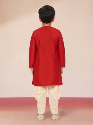 Viscose red kurta set with dhoti for boys| navratri | festive 4