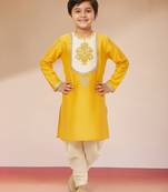 Viscose yellow kurta set with dhoti for boys| navratri | festive