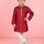 boys red jacquard silk blend kurta with cream pyjama     wedding & festive wear