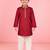 boys red jacquard silk blend kurta with cream pyjama     wedding & festive wear