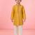 boys yellow jacquard silk blend kurta with cream pyjama     wedding & festive wear