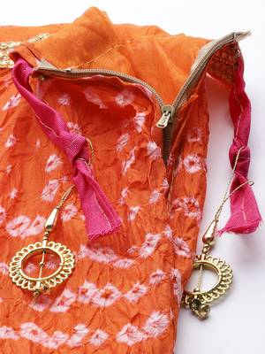 orange silk lehenga with patchwork dupatta and blouse 4