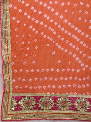 orange silk lehenga with patchwork dupatta and blouse 5