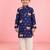 boys blue pichwai print cotton kurta with cream pyjama     wedding & festive wear